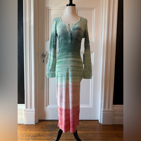 NWT Young Fabulous and Broke Leo Midi Dress Everglade Paintbrush Wash Green Pink - Picture 3 of 16